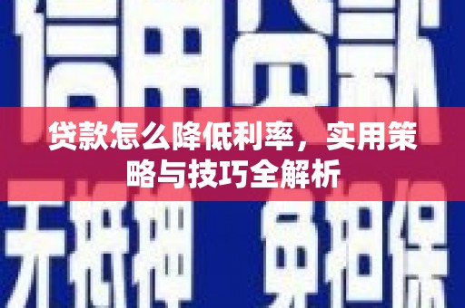 麻城贷款怎么降低利率，实用策略与技巧全解析