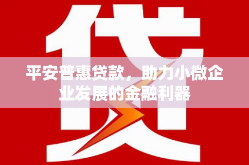 麻城平安普惠贷款，助力小微企业发展的金融利器