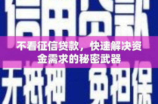 麻城不看征信贷款，快速解决资金需求的秘密武器